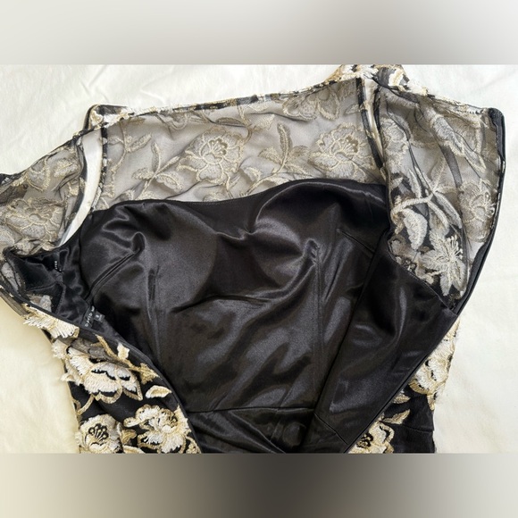 David Meister Black Floral Embroidered Gown Size 8 - Picture 11 of 12